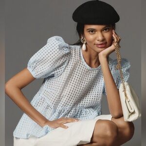 Maeve Short-Sleeve Babydoll Blouse